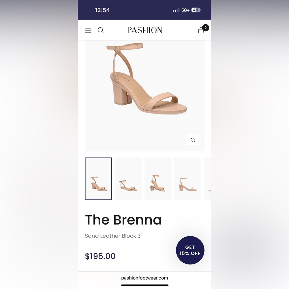 Nude Convertible Heels - Pashion Brenna, Sand Leather with 3 inch Block Heel Kit - Picture 8 of 8
